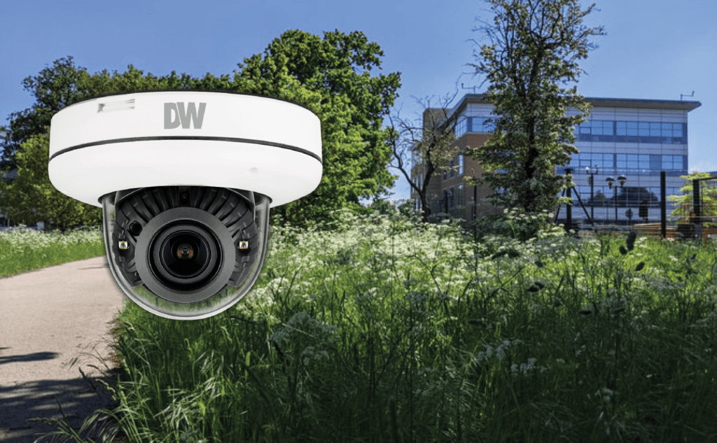 Digital Watchdog outdoor dome camera near office facility. 